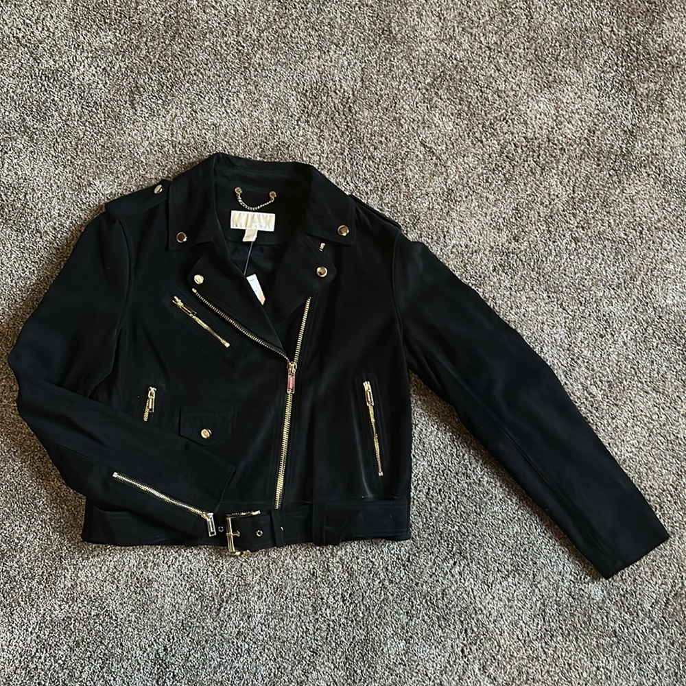 NEW! Michael Kors Black Suede Moto Jacket - Picture 2 of 8